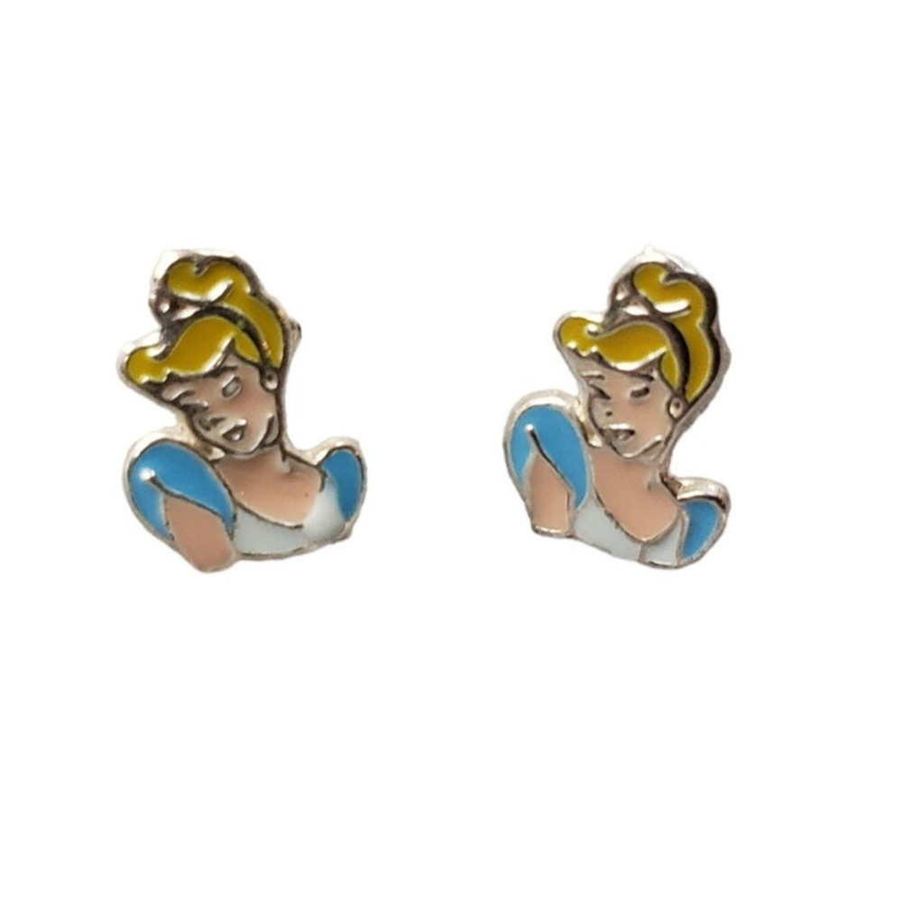 Handmade Handpainted 925 Sterling Silver Earrings Inspired by Cinderella Screw